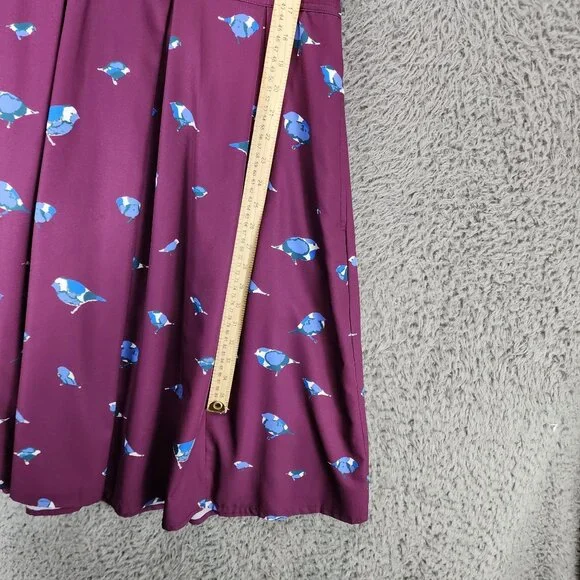 eShakti Dress Womens XL Purple Birds Short Sleeve Fit & Flare - Picture 5 of 15